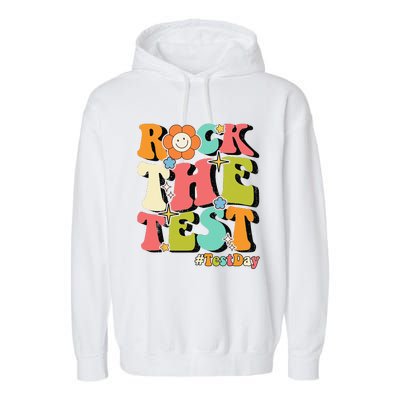 Rock The Test Testing Day Retro Motivational Teacher Student Garment-Dyed Fleece Hoodie