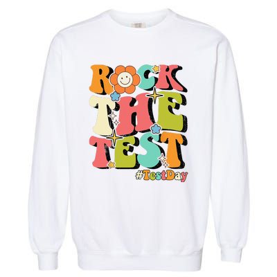 Rock The Test Testing Day Retro Motivational Teacher Student Garment-Dyed Sweatshirt