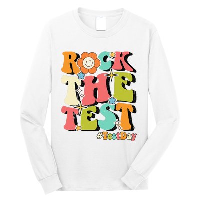 Rock The Test Testing Day Retro Motivational Teacher Student Long Sleeve Shirt