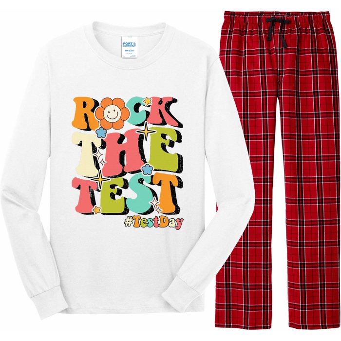 Rock The Test Testing Day Retro Motivational Teacher Student Long Sleeve Pajama Set