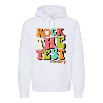 Rock The Test Testing Day Retro Motivational Teacher Student Premium Hoodie