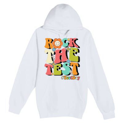 Rock The Test Testing Day Retro Motivational Teacher Student Premium Pullover Hoodie