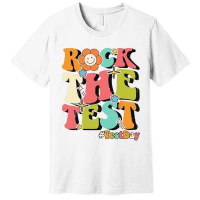 Rock The Test Testing Day Retro Motivational Teacher Student Premium T-Shirt