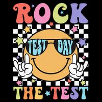 Rock The Test Testing Day Retro Motivational Teacher Student Button