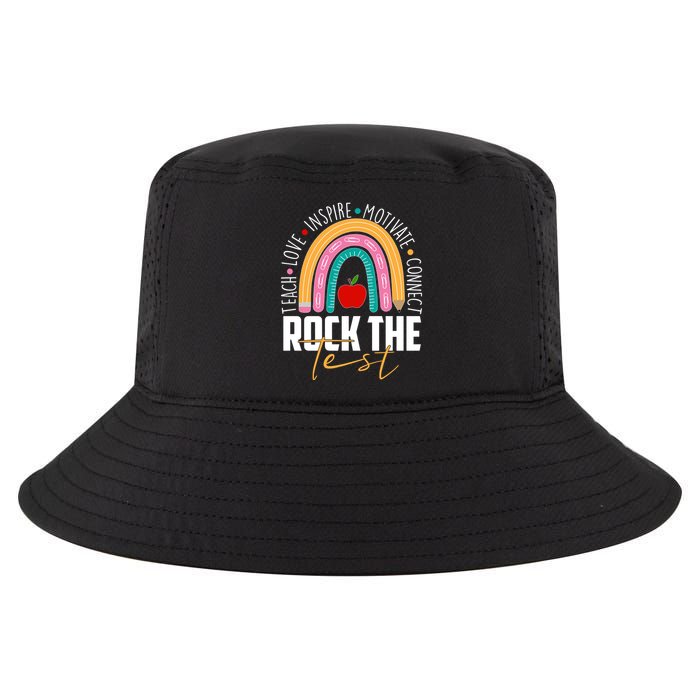 Rock The Test Teach Love Inspire Motivate Connect Cool Comfort Performance Bucket Hat