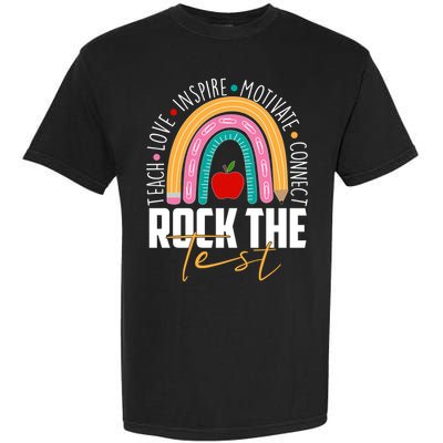 Rock The Test Teach Love Inspire Motivate Connect Garment-Dyed Heavyweight T-Shirt