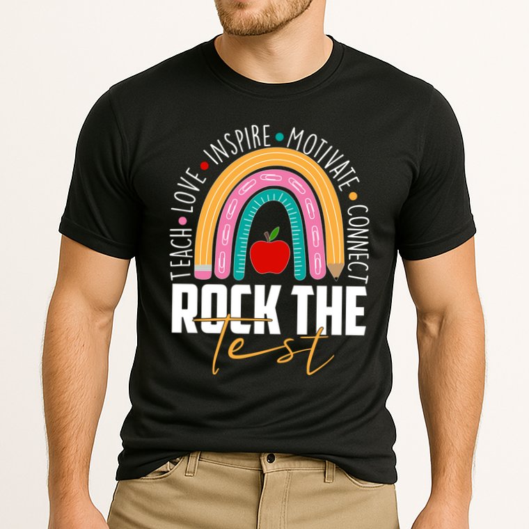 Rock The Test Teach Love Inspire Motivate Connect Performance Shirt