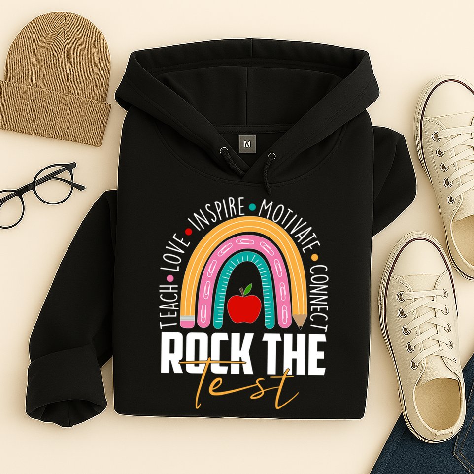 Rock The Test Teach Love Inspire Motivate Connect Hoodie