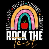 Rock The Test Teach Love Inspire Motivate Connect Apron