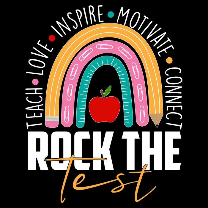 Rock The Test Teach Love Inspire Motivate Connect Apron