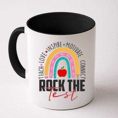 Rock The Test Teach Love Inspire Motivate Connect Mug