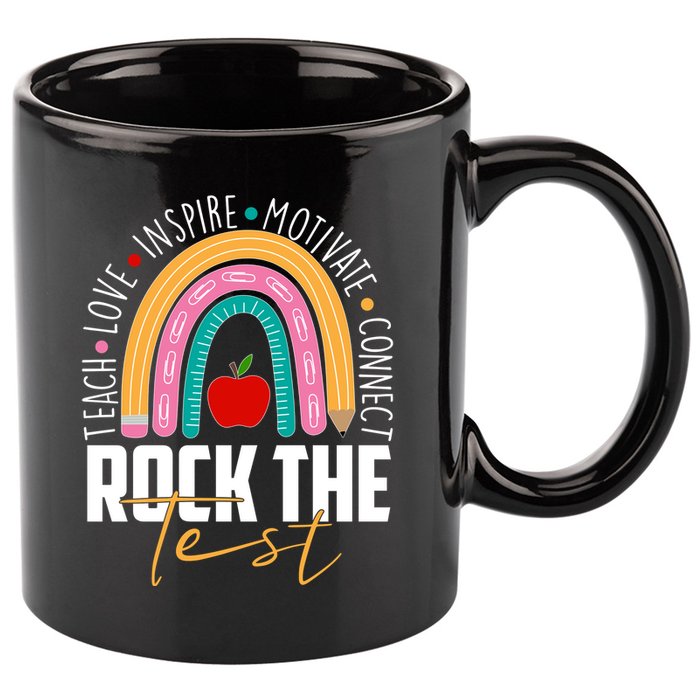 Rock The Test Teach Love Inspire Motivate Connect 11oz C Handle Ceramic Mug