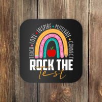 Rock The Test Teach Love Inspire Motivate Connect Coaster