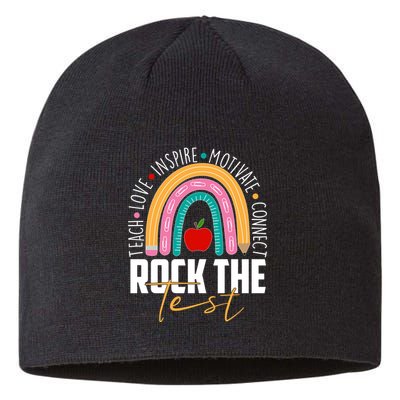 Rock The Test Teach Love Inspire Motivate Connect Sustainable Beanie