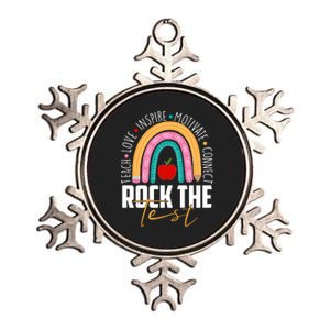 Rock The Test Teach Love Inspire Motivate Connect Metallic Star Ornament