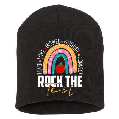 Rock The Test Teach Love Inspire Motivate Connect Short Acrylic Beanie