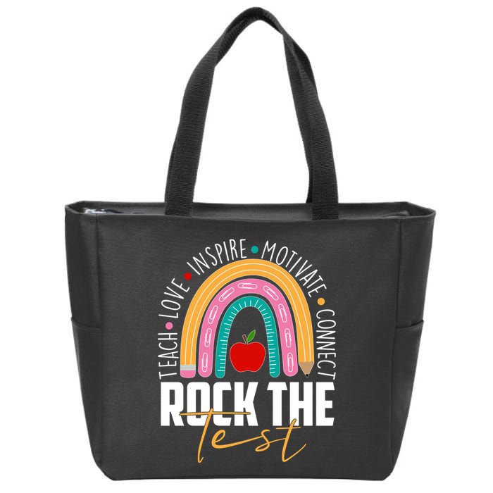 Rock The Test Teach Love Inspire Motivate Connect Zip Tote Bag