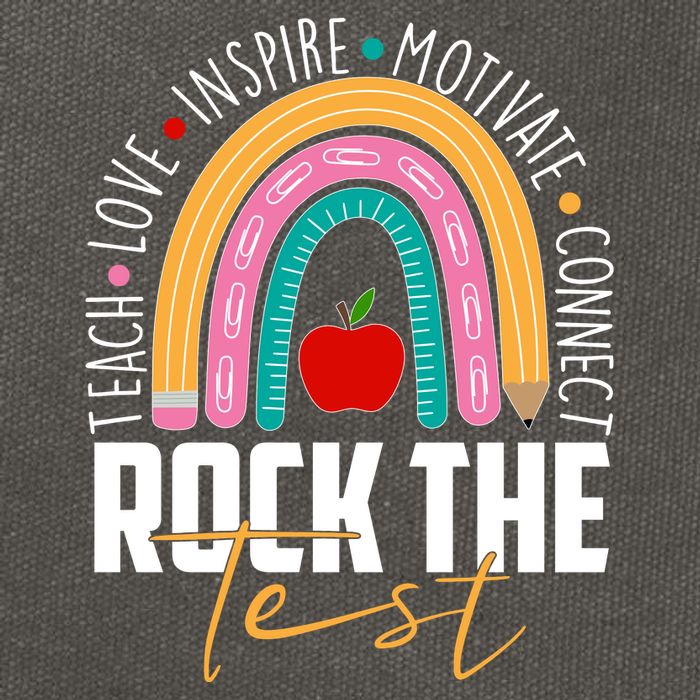 Rock The Test Teach Love Inspire Motivate Connect Cotton Canvas Backpack