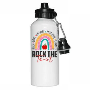 Rock The Test Teach Love Inspire Motivate Connect Aluminum Water Bottle