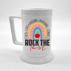 Rock The Test Teach Love Inspire Motivate Connect Beer Stein