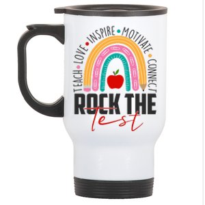 Rock The Test Teach Love Inspire Motivate Connect Stainless Steel Travel Mug