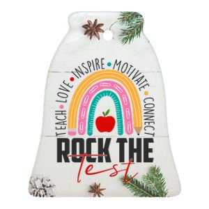 Rock The Test Teach Love Inspire Motivate Connect Ceramic Bell Ornament