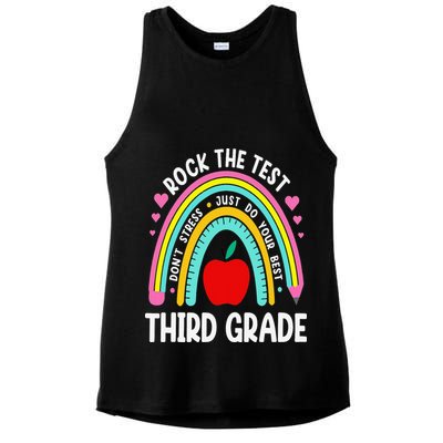 Rock The Test Day 3rd Grade Teacher Third Grade Testing Day Ladies PosiCharge Tri-Blend Wicking Tank