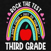 Rock The Test Day 3rd Grade Teacher Third Grade Testing Day Ladies PosiCharge Tri-Blend Wicking Tank