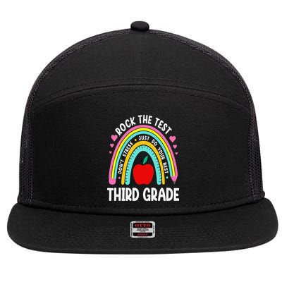 Rock The Test Day 3rd Grade Teacher Third Grade Testing Day 7 Panel Mesh Trucker Snapback Hat