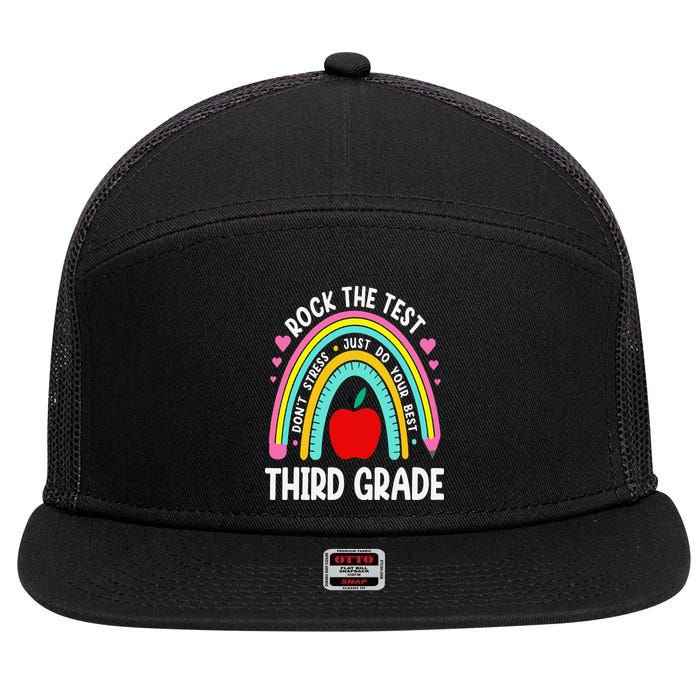 Rock The Test Day 3rd Grade Teacher Third Grade Testing Day 7 Panel Mesh Trucker Snapback Hat