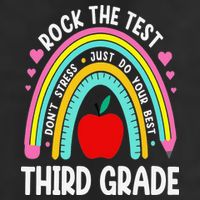 Rock The Test Day 3rd Grade Teacher Third Grade Testing Day 7 Panel Mesh Trucker Snapback Hat