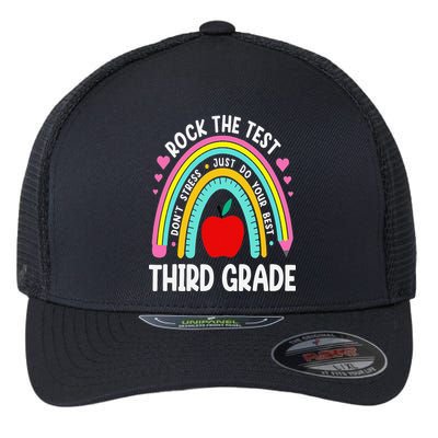 Rock The Test Day 3rd Grade Teacher Third Grade Testing Day Flexfit Unipanel Trucker Cap