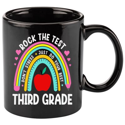 Rock The Test Day 3rd Grade Teacher Third Grade Testing Day 11oz C Handle Ceramic Mug
