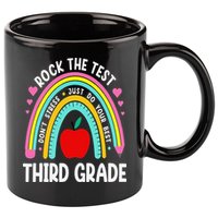 Rock The Test Day 3rd Grade Teacher Third Grade Testing Day 11oz C Handle Ceramic Mug