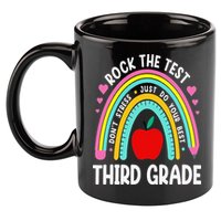 Rock The Test Day 3rd Grade Teacher Third Grade Testing Day 11oz C Handle Ceramic Mug