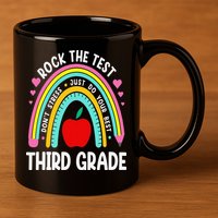 Rock The Test Day 3rd Grade Teacher Third Grade Testing Day 11oz C Handle Ceramic Mug