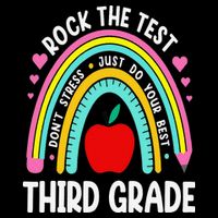 Rock The Test Day 3rd Grade Teacher Third Grade Testing Day Drawstring Bag