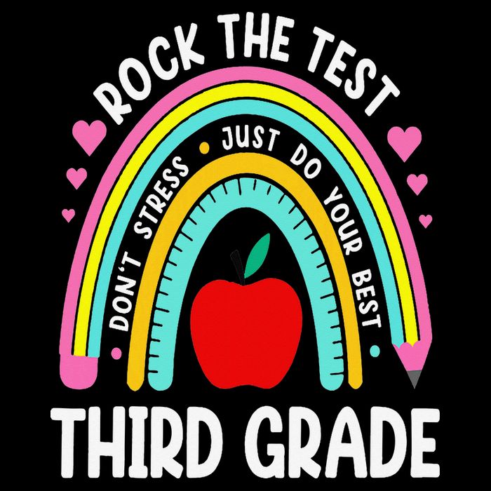 Rock The Test Day 3rd Grade Teacher Third Grade Testing Day Drawstring Bag