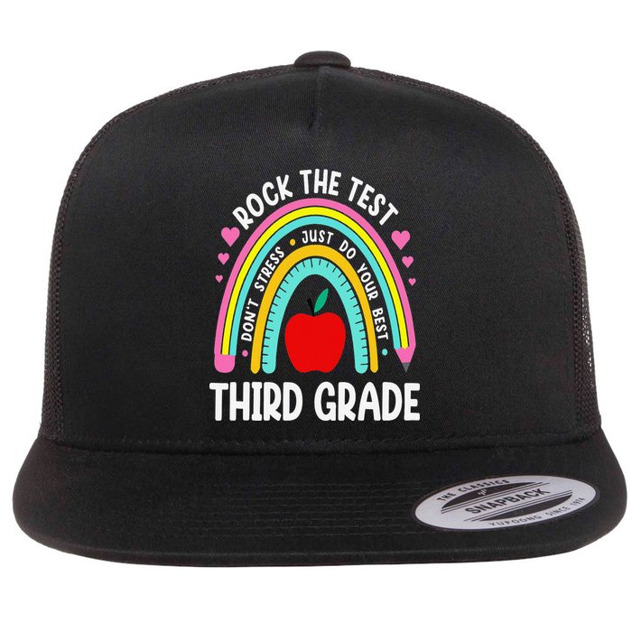 Rock The Test Day 3rd Grade Teacher Third Grade Testing Day Flatbill Hat