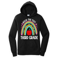 Rock The Test Day 3rd Grade Teacher Third Grade Testing Day Women's Pullover Hoodie