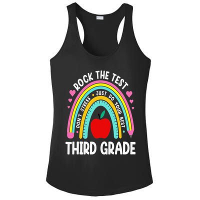 Rock The Test Day 3rd Grade Teacher Third Grade Testing Day Ladies PosiCharge Competitor Racerback Tank