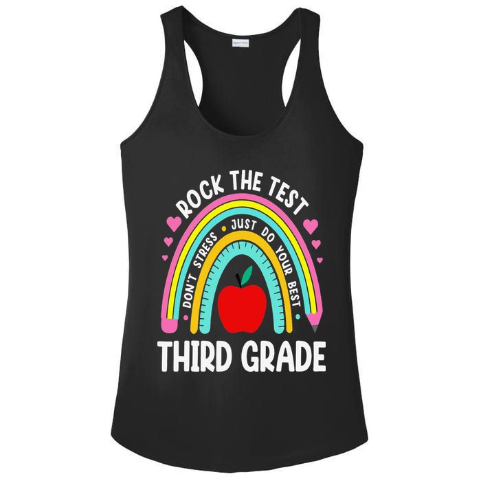 Rock The Test Day 3rd Grade Teacher Third Grade Testing Day Ladies PosiCharge Competitor Racerback Tank