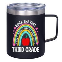 Rock The Test Day 3rd Grade Teacher Third Grade Testing Day 12oz Stainless Steel Coffee Mug
