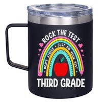 Rock The Test Day 3rd Grade Teacher Third Grade Testing Day 12oz Stainless Steel Coffee Mug