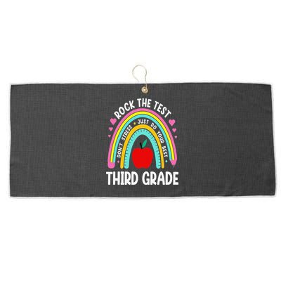 Rock The Test Day 3rd Grade Teacher Third Grade Testing Day Large Microfiber Waffle Golf Towel
