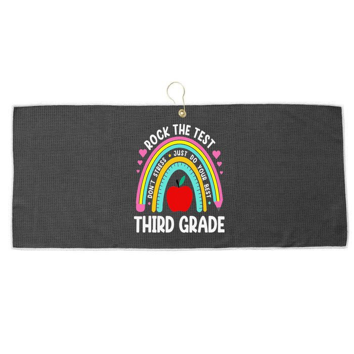 Rock The Test Day 3rd Grade Teacher Third Grade Testing Day Large Microfiber Waffle Golf Towel