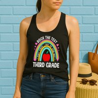 Rock The Test Day 3rd Grade Teacher Third Grade Testing Day Womens Tank Top