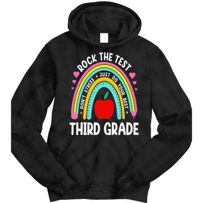 Rock The Test Day 3rd Grade Teacher Third Grade Testing Day Tie Dye Hoodie