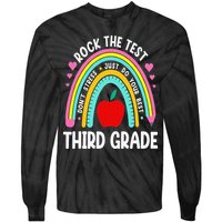 Rock The Test Day 3rd Grade Teacher Third Grade Testing Day Tie-Dye Long Sleeve Shirt
