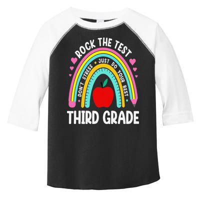 Rock The Test Day 3rd Grade Teacher Third Grade Testing Day Toddler Fine Jersey T-Shirt